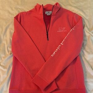 Vineyard Vines Coral Red Quarter-Zip Pullover